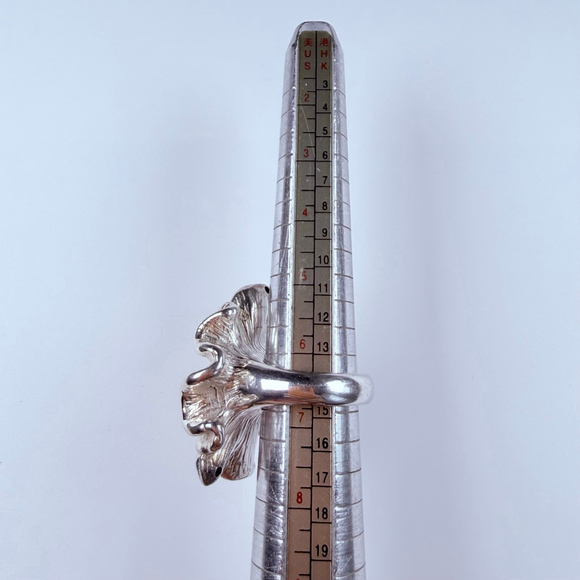 Modernist Sterling Silver 925 Sculptural BIG Blooming Flower 1.4" Vintage Ring - Picture 10 of 11